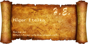 Höger Etelka névjegykártya